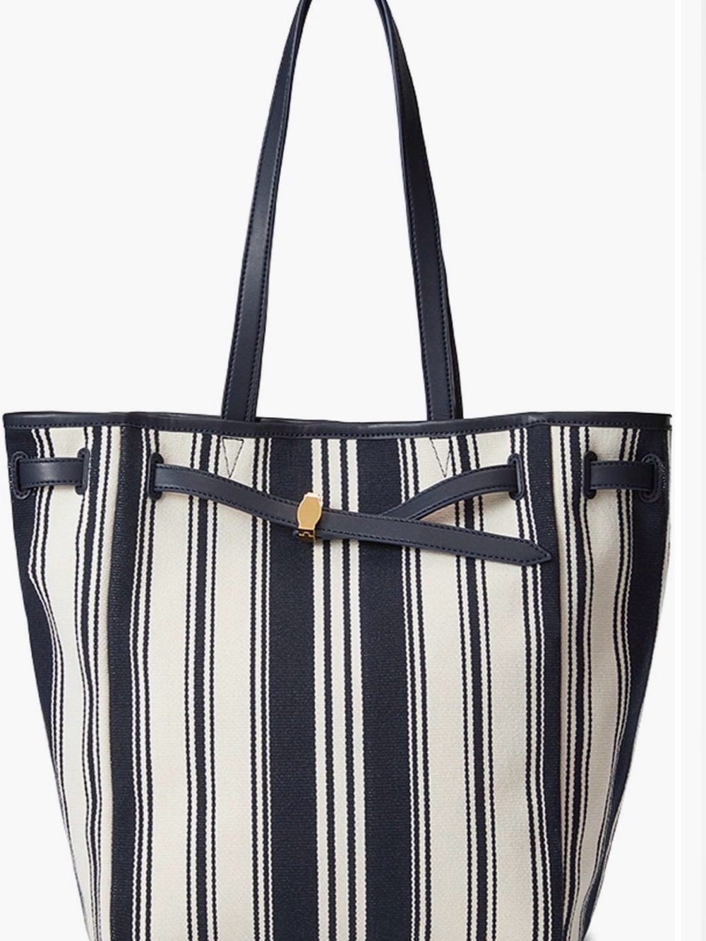 Veronica Beard Navy and Cream Striped Tote